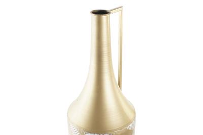 Vaas DKD Home Decor Gouden Metaal Crème Tropisch Blad van een plant (21 x 21 x 81 cm)