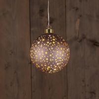 B.O.T. Ball Glass Matt Bronze With Stars 12 cm kerstverlichting Anna's Collection - Annas collection - thumbnail