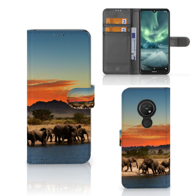Nokia 7.2 | Nokia 6.2 | Telefoonhoesje | Met pasjeshouder | Olifanten