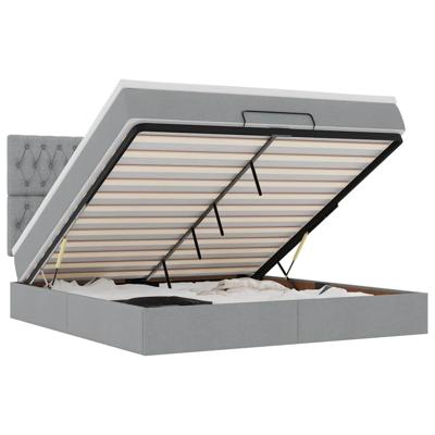 Ottoman bed met matras 120x190 cm stof lichtgrijs - thumbnail