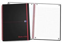 Oxford BLACK N&apos; RED spiraalblok kunststof, 140 bladzijden ft A4, geruit 5 mm - thumbnail