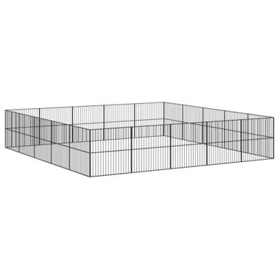 Hondenkennel 20 panelen gepoedercoat staal zwart