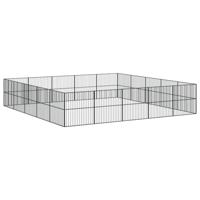 Hondenkennel 20 panelen gepoedercoat staal zwart - thumbnail