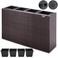 Polyrattan Bloembak 4 delig - Bruin - 95 x 27 x 60 cm - thumbnail