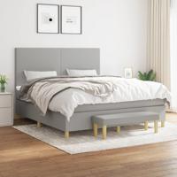 Boxspring met matras stof lichtgrijs 180x200 cm - thumbnail