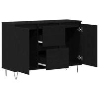 Dressoir met lade Zwart eiken 101.5 x 35 x 70 cm Bewerkt hout - thumbnail