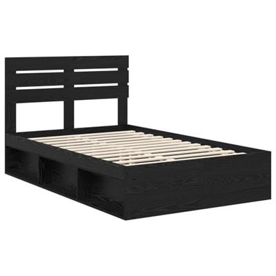 Bedframe met hoofdeinde Zwart 120 x 190 cm Massief grenenhout