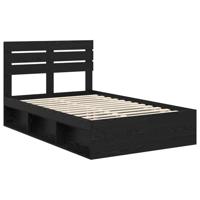 Bedframe met hoofdeinde Zwart 120 x 190 cm Massief grenenhout - thumbnail