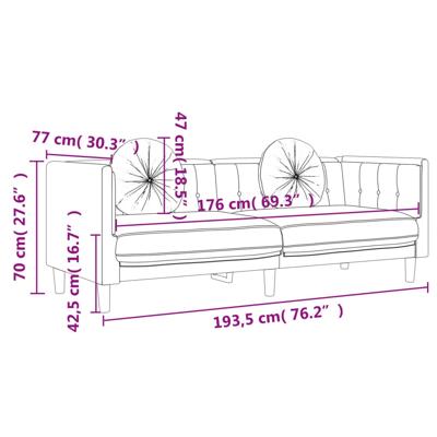 3-delige Loungeset met kussens fluweel blauw - thumbnail