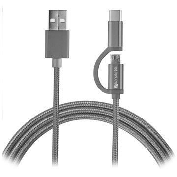 4smarts 4S468550 USB-kabel 1 m 2.0 USB A USB C/Micro-USB B Grijs