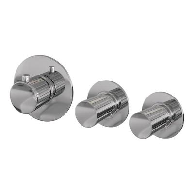 Brauer Stripe inbouwthermostaat en 2 stopkranen met in- en afbouwdelen chroom