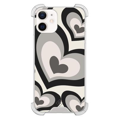 iPhone 12 mini shockproof hoesje - Hart swirl zwart iPhone 12 mini shockproof hoesje - Hart swirl zwart