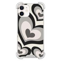 iPhone 12 mini shockproof hoesje - Hart swirl zwart - thumbnail