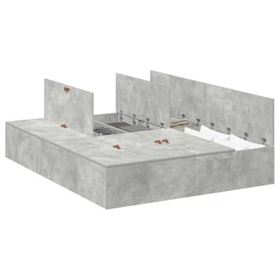 Bedframe met opslag Betongrijs 200 x 160 x 31.5 cm Bewerkt hout