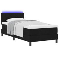 Boxspring Bed met Matras & LED Zwart 100x200 cm Stof - thumbnail