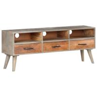 Tv-meubel 130x35x51 cm massief ruw mangohout grijs - thumbnail