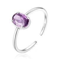 Luxueuze Elenza Zilveren Ring met Paarse Kristal - Onberispelijke Klasse voor Dames - thumbnail