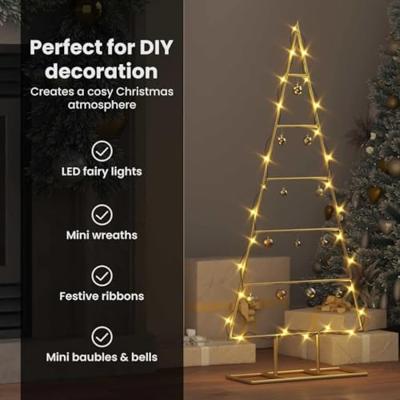 Metalen kerstboom met standaard Goud 90 cm Poedergecoat staal