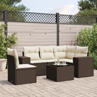 6-delige Loungeset met kussens poly rattan bruin - thumbnail