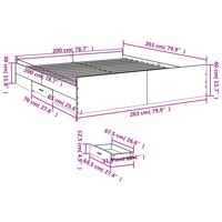 Bedframe met lades bewerkt hout grijs sonoma eiken 200x200 cm - thumbnail