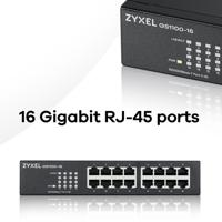 Zyxel GS1100-16 Unmanaged Gigabit Ethernet (10/100/1000) Zwart - thumbnail