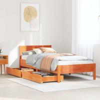 Bedframe zonder matras massief grenenhout wasbruin 90x200 cm - thumbnail