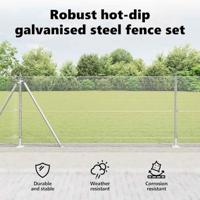 VidaXL Afrasteringspaal zilver 10 x 1 m (16 x 16 mm gaas) staal - thumbnail