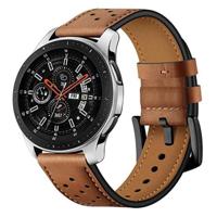 Voor het toepassen van Samsung Galaxy Watch Active 22mm lederen oogje sport strap (bruin) - thumbnail