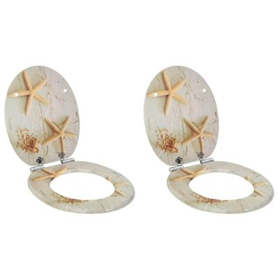 Zachte sluit toiletbril 2 pcs Geel en Wit 44 x 38 cm MDF-plaat