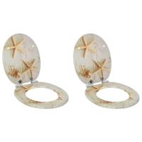 Zachte sluit toiletbril 2 pcs Geel en Wit 44 x 38 cm MDF-plaat - thumbnail