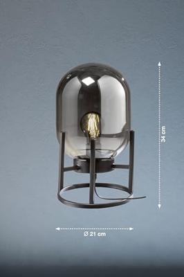 Fischer & Honsel TafellampRegi zwart met smoke glas - 50130