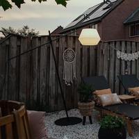 QAZQA Design buiten vloerlamp zwart met witte kap IP44 - Robbert - thumbnail