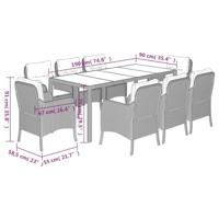 9-delige Tuinset poly rattan zwart - thumbnail