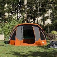 Tent 4-persoons waterdicht grijs en oranje - thumbnail