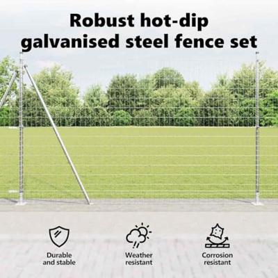 VidaXL Hek met paal zilver 1,6 x 10 m staal