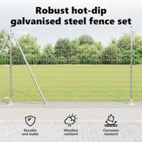 VidaXL Hek met paal zilver 1,6 x 10 m staal - thumbnail