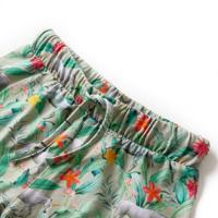 Kindershorts met trekkoord eenhoorn en plantenprint 104 lichtkaki - thumbnail