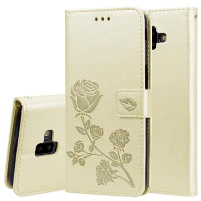 Rose reliëf horizontale Flip PU lederen case voor Samsung Galaxy J6 Plus met houder & kaartsleuven & portemonnee (goud)