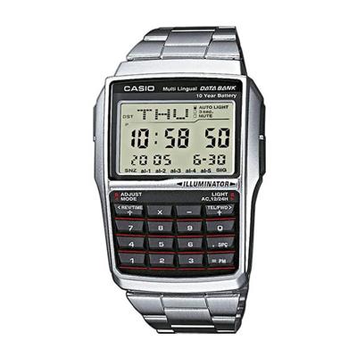 Casio DATABANK CALCULATOR STEEL Zwart Zilverkleurig Heren horloge