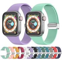 Siliconen bandje - Folding Buckle - Wijnrood - Geschikt voor Apple Watch 38mm / 40mm / 41mm / 42mm - thumbnail