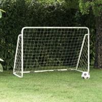 VidaXL Voetbaldoel met net 180x90x120 cm staal wit - thumbnail