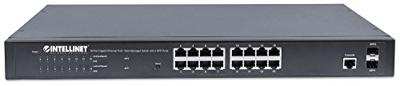 Intellinet 16-poorts Gigabit Ethernet PoE+ Web-Managed Switch met 2 SFP-poorten - IEEE 802.3ataf Power Over Ethernet (PoE+PoE) compliant - 3 (561198)