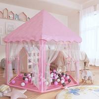 VidaXL Prinsessenspeeltent met 250 ballen 133x140 cm roze - thumbnail