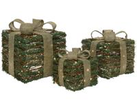 Micro LED verlichting kado rattan bo w.wit 3 st ASS Lumineo - Lumineo - thumbnail