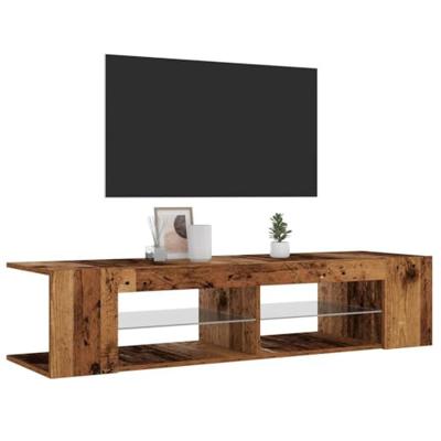 Tv-meubel met LED 135x39x30 cm bewerkt hout oud hout