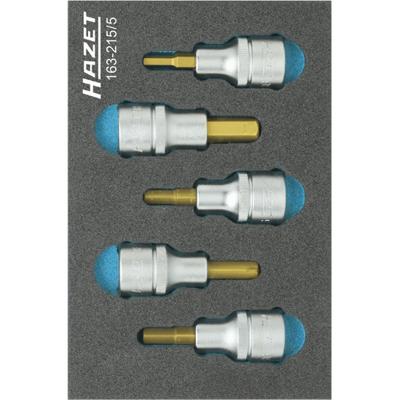 HAZET Dopsleutelbitset 163-215/5 · 1/2 inch (12,5 mm) vierkant hol · Binnen-zeskant-profiel · 5-delig · 5 · 6 · 7 · 8 · 10