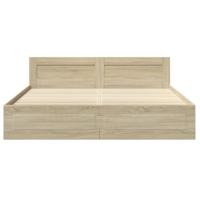 Bedframe met hoofdeinde bewerkt hout sonoma eiken 200x200 cm - thumbnail