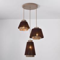 Hanglamp Dolomites maronne - Taupe en bruin - E27-fitting - IP20 voor binnen - Gevlochten katoenen koordjes - Drielaags - Drie vormen - thumbnail