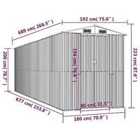 Tuinschuur 192x689x223 cm gegalvaniseerd staal lichtgrijs - thumbnail