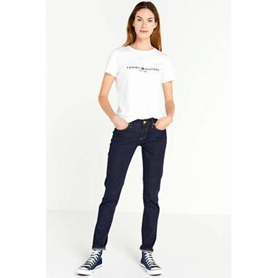 Tommy Hilfiger low waist slim fit jeans met biologisch katoen dark denim